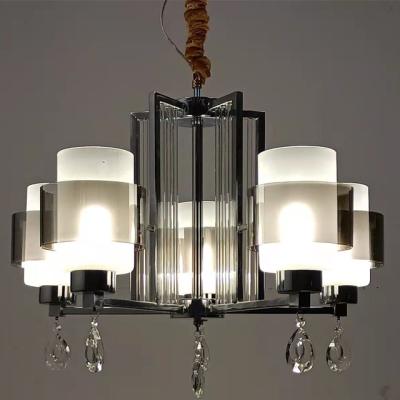 China FGD Modern Home Decorative Black Crystal Iron Chandeliers Pendant Lighting Luxury for sale