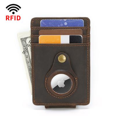 China TIDING Vintage RFID Top Selle Scare Leather Magnetic Money Clip RFID Blocking Men Leather Front Pocket Wallet For AirTag for sale