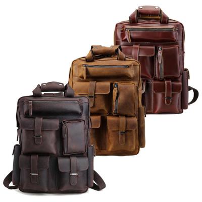 China RFID Tiding True 16 Inch Full Grain Men's Retro Laptop Backpack Genuine Leather Bag for sale