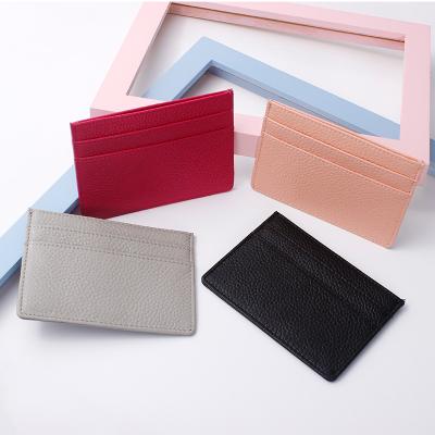 China Fashion Customized Handsome Atm Bank Simple Cute Gift Card Wallet Real Leather Credit Card Holder Cash for sale