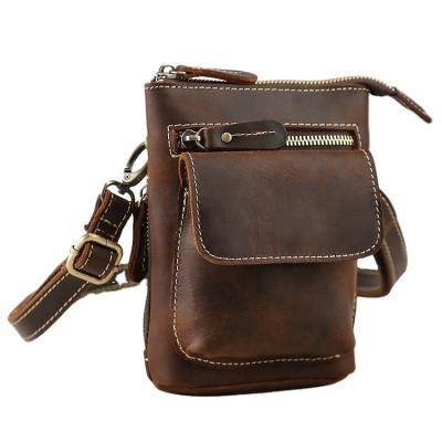 China TIDING Genuine Leather Material Anti-theft Goods Men Waist Bags Body Leather Sling Holder Belt Cross Bag for sale