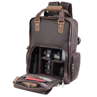 China Protect Camera Packing Custom Tiding Camera Backpack Genuine Leather Dslr Camera Backpack Logo Large Outdoor Hiking Travel Bag for sale