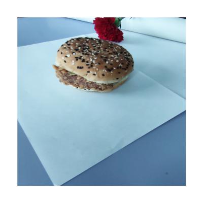 China Safety customized white color fast food grade greaseproof wrapping paper roll for hamburger wrapping for sale