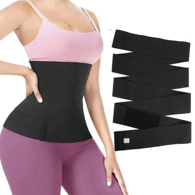 China Breathable Waist Trainer For Women Invisible Waist Trainer Tummy Wrap Waist Trimmer Belt Plus Size Black Gym Workout Adjustable Belt for sale