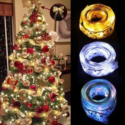 China Beautiful DIY Christmas Tree Decorative Ribbon Light Carry Powered String Fairy Led Light For Christmas Gift Xmas Home Decorations for sale