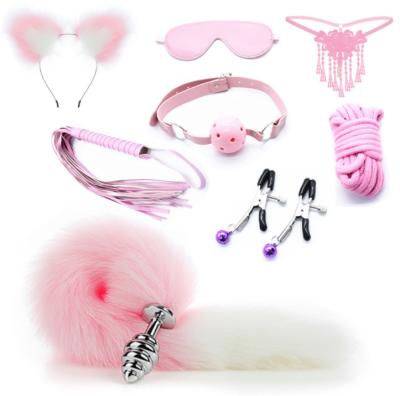 China Reinforce Sex Pleasure Adult SM Game BDSM Bondage Fetish Kit Slave Sex Toy Bondage Kit Bondage Cat Anal Plug Tail Animal Headband For Women for sale