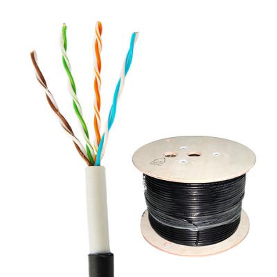 China UTP Cat 5e Lan Kabel Outdoor Network Kabel Solid 24AWG PE+PVC Waterdicht 1000FT Te koop