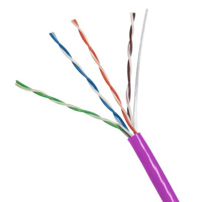 中国 0.48mm 紫 1000FT カット UTP 5e ネットワークケーブル 24AWG 100MHz 固体 販売のため