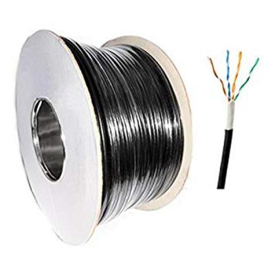 China Cable de aire libre UTP CAT5E 24AWG PE sólido + PVC 500FT Cable de aire libre impermeable negro en venta