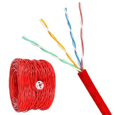 China UTP High Speed Cat 5E Internetkabel 1000Ft 0,5 mm 100MHz Rood PVC Pass Fluke Test Te koop