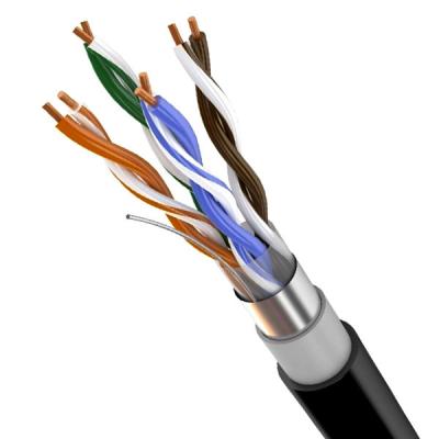 Cina Cable blindato a rete nera Cat5e FTP PE+PVC esterno 24AWG 100% rame 1000FT in vendita