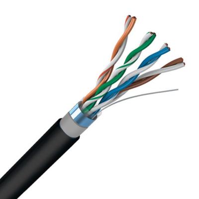 Cina Cable PE+PVC per esterni CAT5E FTP 0.50mm Bare Copper Black Solid 1000ft in vendita