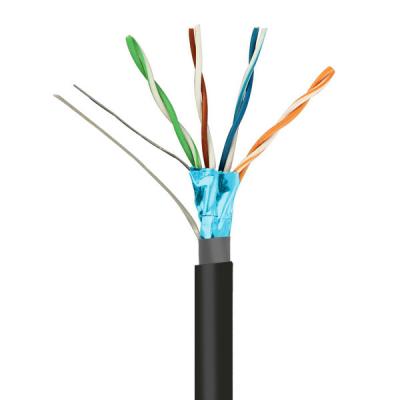 China 24 AWG 100MHz CAT5E FTP CAT5E Cable Outdoor PE 0.47mm Solid Copper Pass Fluke 1000Ft for sale