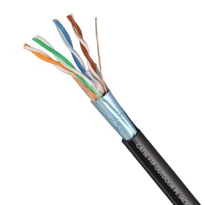 China Outdoor FTP CAT5E kabel PE jas kabel 0,45 mm massief koper met zwart 1000FT Te koop