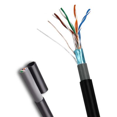 China 1000FT FTP CAT5E Outdoor PE+PVC 0,47 mm Solid Black Network Cable Pass Fluke Te koop