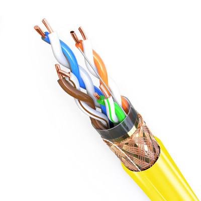 China Cable de Ethernet blindado de cobre de 500 ft de color amarillo de chaqueta de PVC Cat5e SFTP 24AWG en venta