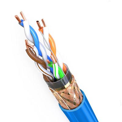 China LSZH Jacket SFTP CAT5E Cable 100MHz Frequency Blue 0.510mm Copper Shielded Cable for sale