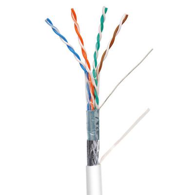 China 500FT Cat5e SFTP Shielded White PVC Jacket Solid Ethernet Network Cable for sale