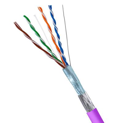 China 24AWG SFTP CAT5E kabel 100MHz Paarse PVC jas afgeschermd LAN kabel 500FT Te koop