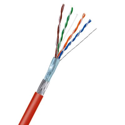 China 0.510mm Bare Copper Cat5e SFTP 24AWG Red PVC Jacket Wire 1000FT for sale