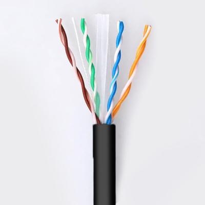 China Outdoor PE UTP CAT6 kabel High Speed Lan kabel Zwart 23AWG Solid Copper 1000FT Te koop