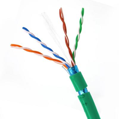 Κίνα 0.570mm Cat6 FTP 23AWG καλώδιο χαλκού δικτύου με πράσινο μανδύα PVC προς πώληση