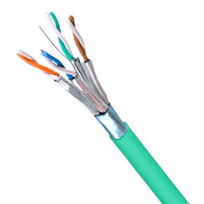 China Network 23AWG 550MHz FFTP CAT6A Cable 1000FT With Green PVC Jacket for sale