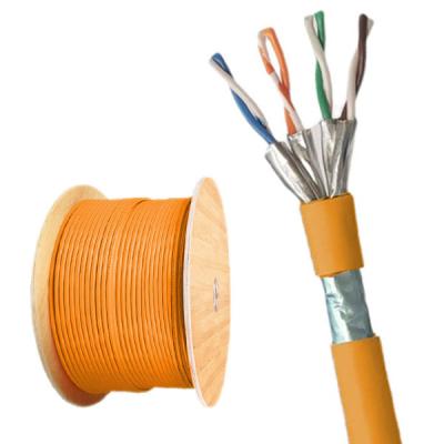 China CAT8 FFTP Oranje PVC Jacket Cable voor 22AWG 40Gbps Data Center Cable Te koop