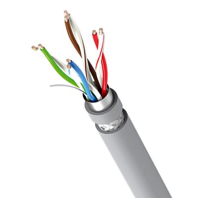 China 24AWG Cable SFTP de cobre desnudo gris Cat5e chaqueta de PVC para redes seguras 1000FT en venta