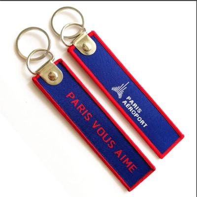 China Custom Backing Airplane Key Custom Aviation Tags Custom Woven Key Chain Fabric Embroidery Key Chain for sale