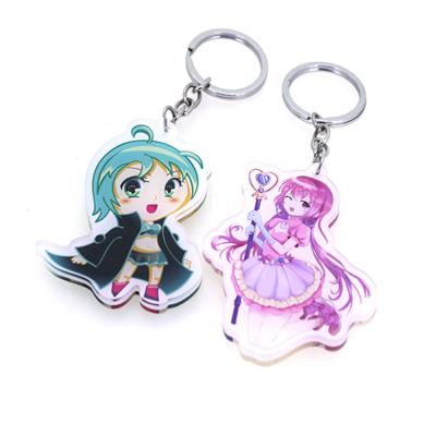 China Anime Hologram Charm Key Chain Acrylic Custom Anime Acrylic Plastic Key Chain Environmentally Friendly Eco-Friendly for sale