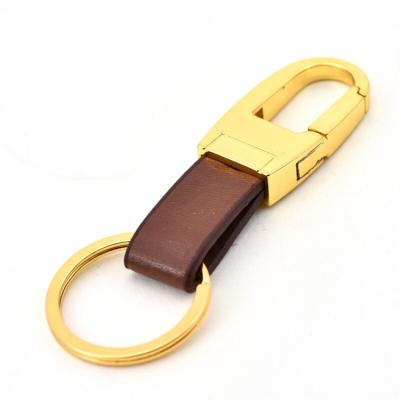 China Environmentally friendly creative fashion stainless steel custom car genuine leather brief key chain for sale