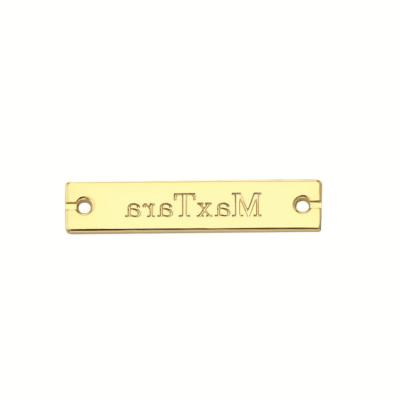 China Gold Color Nautical Metal Custom Labels Engrave Concave Name Tags Metal Plates Metal Tags For Bags for sale