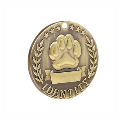 China Custom China Dog Metal Tag Pet Pendant Panel Military Gold Dog Tags for sale