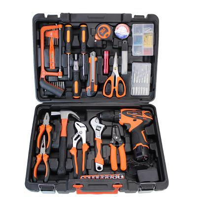 China Household Tool Kit 61 Pcs Household Tool Kit Hot Sell Cordless Drill Kit Power Tools And Screwdrivers In Black Case Portable Tool Box for sale