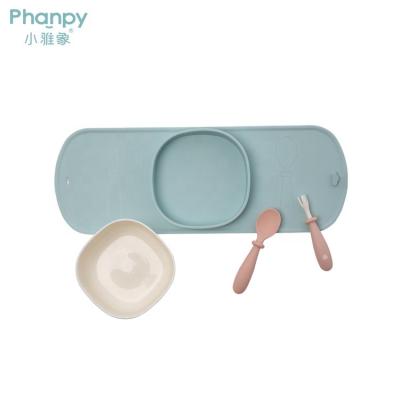 China BPA Free PH769516 Best Product Silicon Baby Spoon Set Travel Kids Dish With Suction for sale