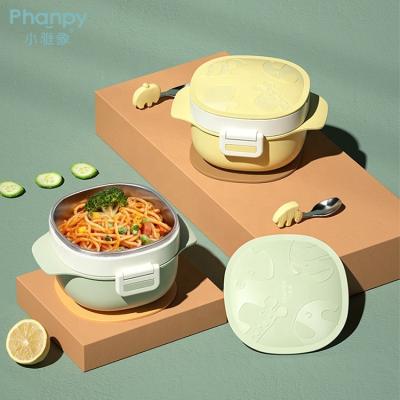 China BPA Free Suction Baby Phanpy Food Feeding Bowl Large Capacity Non-Slip Water Injection Insulation Sucker Bowl Set with Handles and Lid for sale