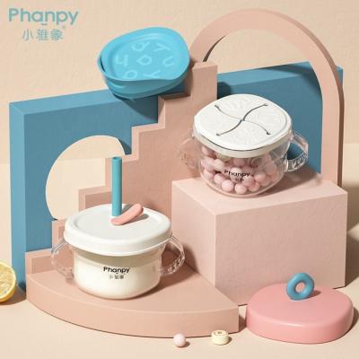 China BPA Free Phanpy Baby Sippy Cup Silicone Kids Feeding Straw Drinking Water Cups Toddlers Anti Puddle Cookie Food Snack Cup for sale