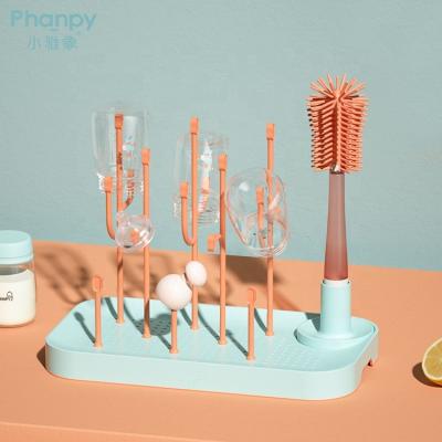 China For baby bottle release & Multifunctional Phanpy Milk Bottle Nipple Brush and Milk Bottle Drying Rack Set Drying Rack for sale