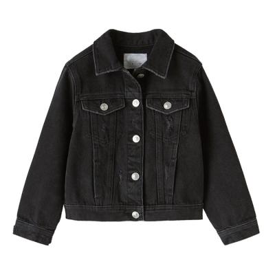 China Boy Girls Kids Denim Jacket Kids Button Jacket Breathable Simple Organic Cotton Kids Black Jacket for sale