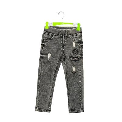 China Breathable OEM Services Manufacturer Custom New Gray Kids Lattice Style Boys Pants Jeans for sale