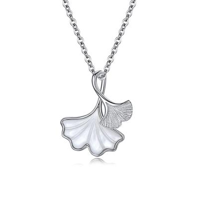 China Europe and America drop shipping s925 sterling silver fan-shaped ginkgo leaf necklace Valentine's Day gift for sale