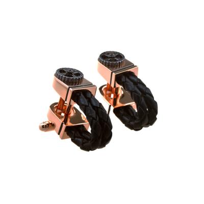 China Classic Rose Gold Cufflinks Men Unisex Style Drop Shipping Soft Leather Rope Tuxedo Shirts Wedding Party Clothes Accessories for sale