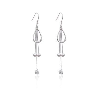 China Cute drop shipping 925 Sterling Silver For Ladies long earring new arrivals cute tassel star earrings savory earrings for sale