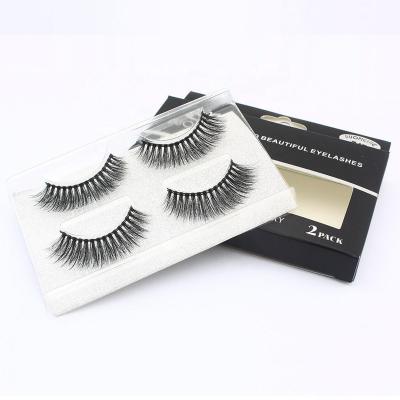 China Factory Price Soft Battered Wholesale Private Label 2 Pairs Soft and Natural Handmade Silk False 3D Eyelashes for sale