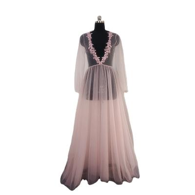 China Breathable Sheer Tulle Lace Wedding Bridal Birthday Party Evening Cape Get Ready Dress for sale