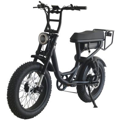 China 48V 14Ah Super Retro 73 Step Per Foot Electric Bicycle Two Seat Ebike Fat Tire Long Seat for sale