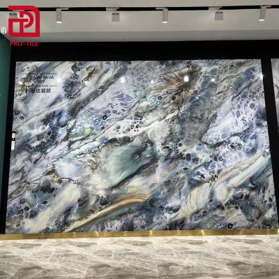 China MEDITERRANEAN SEA 1600x3200x6mm big size luxury thin thin wall glazed tile porcelain slab for background wall for sale