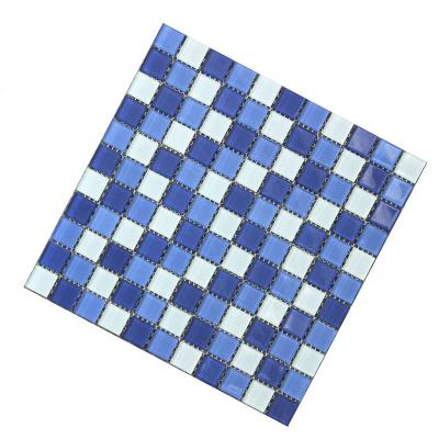 China Parquet Mosaic Pool 300x300 Platinum Glass Made In China Blue Slab Square Parquet For Villa for sale