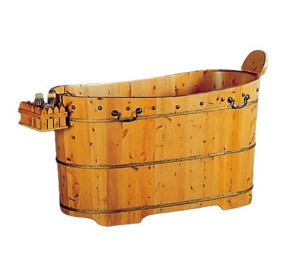 China Wholesale Freestanding High Quality Foshan Villa Teak Wooden Courtyard Freestanding Bathtub For Soaking Bath for sale